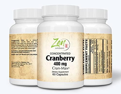 Cran-Max® Cranberry 400mg - Best Potent Cranberry Concentrate with Ascorbic Acid for Urinary Tract Health, Antioxidant & Inflammation Support - Premium Cranberry - Non-GMO & Gluten Free 60-Caps