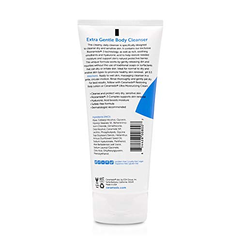 CERAMEDX - Extra Gentle Body Cleanser | Natural Ceramide Cleanser for Dry, Sensitive Skin | Cruelty Free, Vegan & Fragrance Free | 6 fl oz