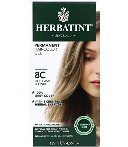 Herbatint Permanent Haircolor Gel 8C, Light Ash Blonde, 4.56 Fl Oz