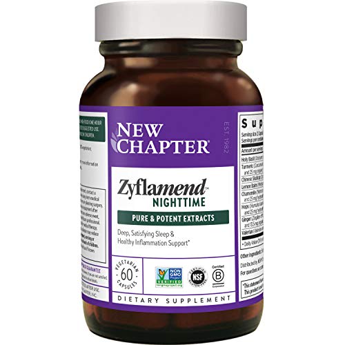 New Chapter Sleep Aid – Zyflamend Nighttime for Sleep Support with Turmeric + Valerian Root + Lemon Balm + Holy Basil , Vegetarian Capsules, 60 Count