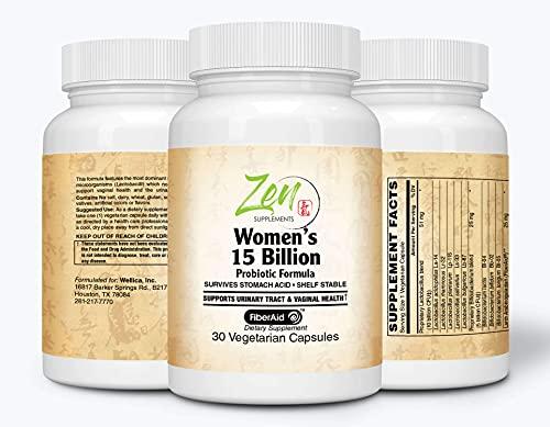 Zen Supplements - Womens 15 Billion Multi-Probiotic - Supports Urinary and Vaginal Health with Lactobacilli & Bifado Blended Strains Survives Stomach Acid, Shelf Stable 30-Vegcaps