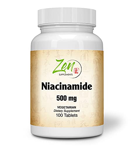 Pure Niacinamide 500mg - Natural Flush Free Niacin - Energy Metabolism and Booster, Skin Health, Cell Restoration, Easing Cognitive Decline in a Niacinamide Supplement – 100 Vitamin B3 Tabs