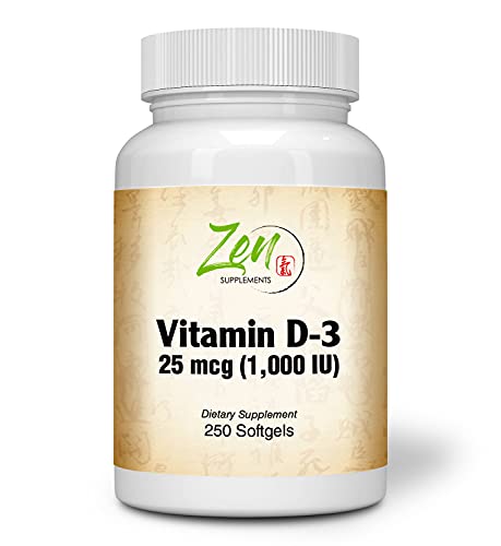 Complete Vitamin D-3 - 1,000IU Vitamin D-3 Gel Caps - Helps Support Healthy Bones, Teeth, Immune System Function - 250 Day Supply – 250 Softgels