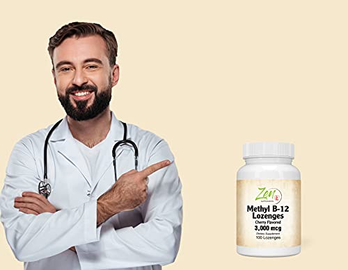 Best Metholated b12 Vitamin & B12 with Folic Acid Supplement - with Vitamins B-6, Folic Acid, Biotin - Support Cardiovascular Health, Healthy Immune System, Brain & Nerve Function - 100 Lozenge