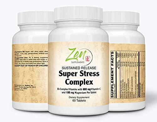 Super B Stress Complex Vitamins - B1 Vitamin Promotes Focus & Calm Mood, Ease Stress & Anxiety with Super B Complex Supplement - Vitamin B5, B2, B3, B6, B8, B9 & B12 - 60 Super Vitamin B Complex Tabs