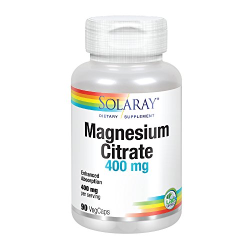 Solaray Magnesium Citrate, Veg Cap (Btl-Plastic) 400mg 90ct