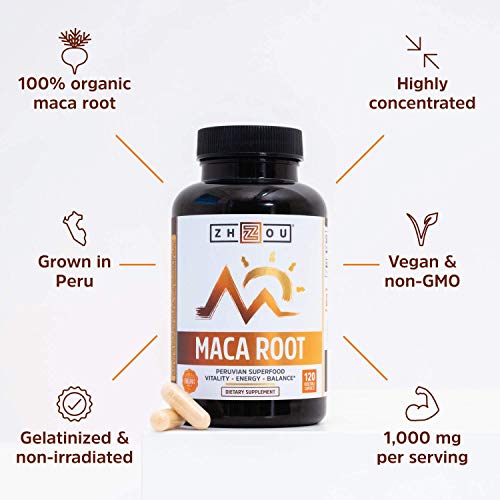 Zhou Maca Root | Wellness Supplement for Men & Women | Boosts Energy | 60 Servings, 120 Count