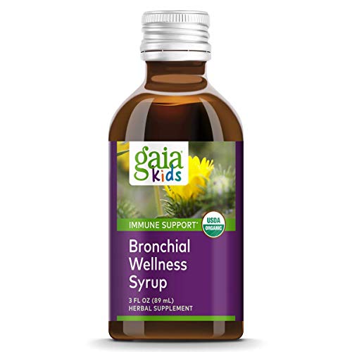 Gaia Herbs, GaiaKids Bronchial Wellness Syrup, Immune Health, Soothing Throat and Respiratory Support, Organic Honey Lemon Flavor, Physician Formulated, 3 Fluid Ounces
