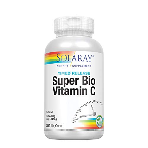 Solaray Super Bio C Buffered Vitamin C w/Bioflavonoids | Timed-Release Formula for All-Day Immune Support | Gentle Digestion | 125 Servings, 250 CT