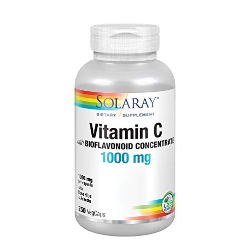 Solaray Vitamin C w/Rose Hips, Acerola & Bioflavonoids | 1000mg | Supports Immune Function & Healthier Skin, Hair, Nails | Non-GMO | Vegan | 250 CT