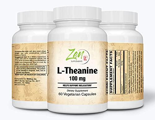 Zen Supplements - L-Theanine - Promotes Relaxation, Sleep & Mental Clarity associated with Stress 100 Mg 60-Vegcaps