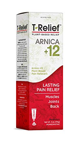 MediNatura T-Relief Natural Pain Relief Arnica +12 Natural Plant-Based Pain Relievers Help Reduce Pain from Aches & Soreness in Back, Neck, Joints, Muscles, Hands, Feet - Fast-Acting, Non-Greasy - 4oz