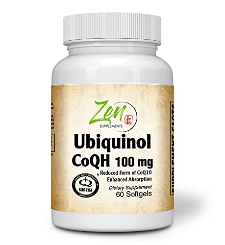 Ubiquinol Coq H 100mg - Superior Stablized CoQ10 Form for Antioxidant Support, Heart Health, Energy, Healthy Cholesterol & Blood Pressure - Non-GMO & Gluten Free 60-Softgel