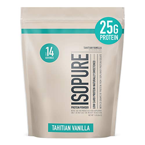 Isopure Naturally Flavored, Keto Friendly Protein Powder, 100% Whey Protein Isolate, Flavor: Natural Tahitian Vanilla, 1 Pound