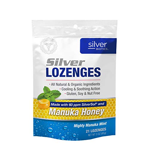 American Biotech Labs - Silver Biotics - Silver Lozenges - Made with 60 ppm SilverSol and Honey Manuka - 21 Count Bag