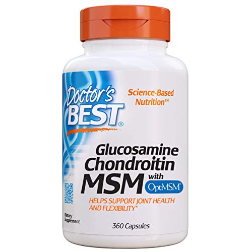 Doctor's Best Glucosamine Chondroitin Msm with optimsm, Supports Healthy Joint Structure, Function & Comfort, Non-GMO, Gluten Free, Soy Free, 360 caps