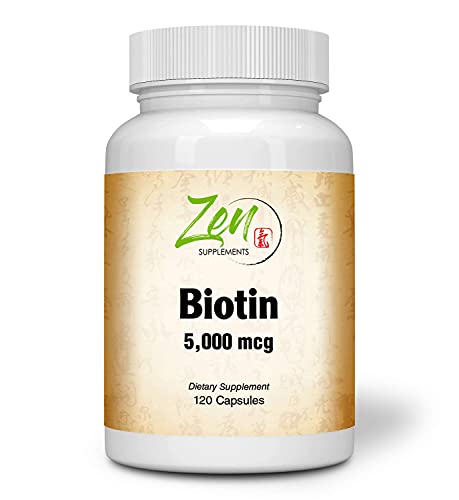 High Potency Biotin - 5,000mcg, USP Grade Biotin Supplement for Women and Men - Best Biotin Supplements for Hair Growth, Strong Nails Growth & Vibrant Glowing Skin - Non-GMO & Gluten Free - 120 Cap