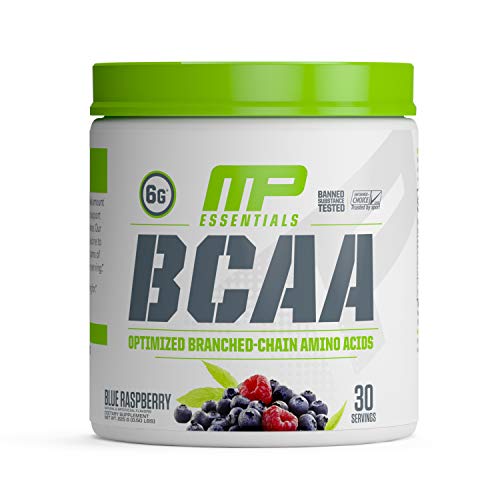 MusclePharm Essentials BCAA Powder, Post-Workout Recovery Drink, Blue Raspberry, 30 Servings
