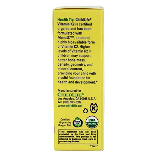 Child Life New! Organic Vitamin K2 Liquid Natural Berry Glass Bottle, 0.95 Pound