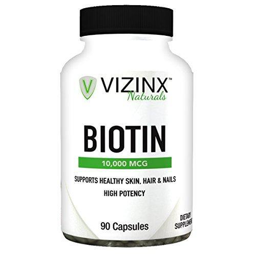 VIZINX Biotin 10,000 MCG - Supports Healthy Skin, Hair & Nails, 90 Vegetarian Capsules - Vitamins Emporium