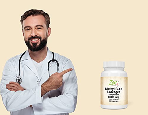 Methyl Vitamin B-12 Supplement - with Vitamins B6, Folate, Biotin - Support Cardiovascular Health, Healthy Immune System, Brain & Nerve Function - 50 Lozenges