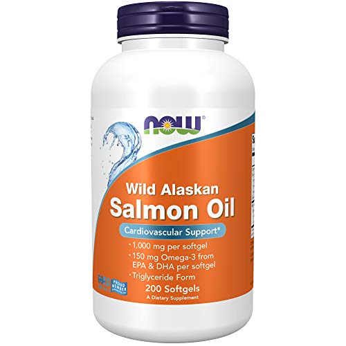 NOW Foods Supplements, Wild Alaskan Salmon Oil, 150mg Omega 3 From EPA and DHA, 200-Softgels
