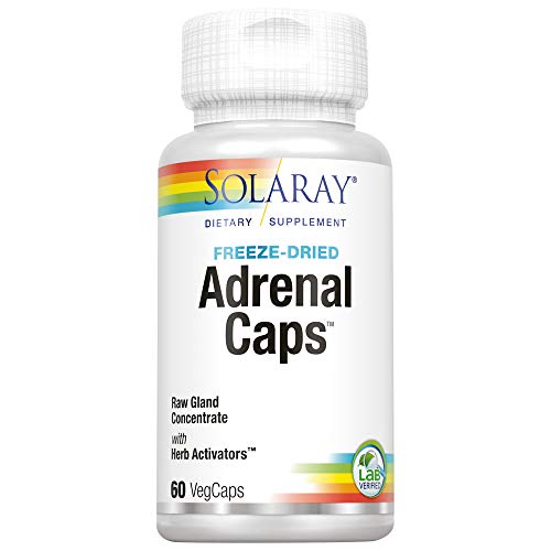 Solaray Freeze Dried Adrenal Caps | Supports Healthy Stress Management & Energy | 30 Servings, 60 VegCaps