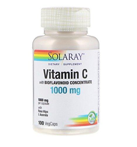 Solaray C Supplement with Rose Hips, Acerola, Bioflavonoids, 1000mg, 100 Count - Vitamins Emporium