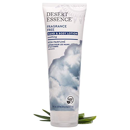 Desert Essence Fragrance Free Hand & Body Lotion - 8 Fl Ounce - Soothing - Aloe Vera - Shea Butter - Green Tea - Coconut Oil - Jojoba Oil