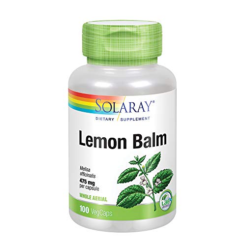 Solaray Lemon Balm Aerial 475mg | Healthy Mental Calm & Relaxation and Rest Support | Whole Aerial for Full Nutrient Profile | Non-GMO, Vegan | 100 CT