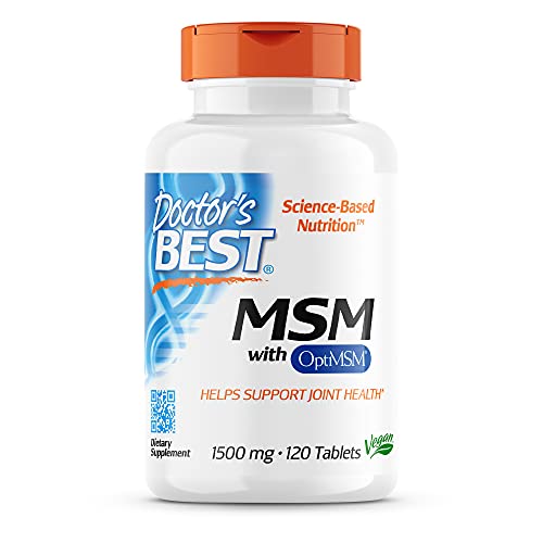 Doctor's Best MSM with OptiMSM, Non-GMO, Gluten Free, Joint Support, 1500 mg, 120 Tablets (DRB-00097)