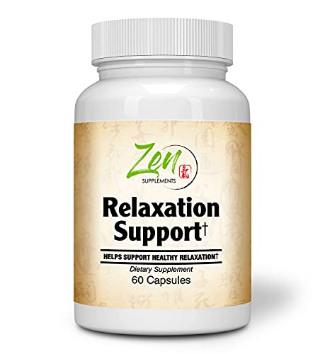 Zen Supplements - Relaxation Support with Relora, Theanine, Magnesium, Chamomile, Hops & Vitamin B-6 60-Caps Herbal Blend Crafted to Sooth Minds & Allow Relaxation, Promotes Positive Mood