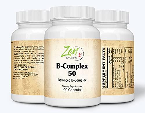 Advanced B-Complex 50 - Full-Spectrum B Vitamin Supplement with Folic Acid, Biotin, Inositol - Support Immune and Cardio Health, Energy Metabolism - 100 Caps