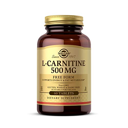Solgar L-Carnitine 500 mg, 60 Tablets - Supports Energy & Fat Metabolism - Non-GMO, Vegan, Gluten Free, Dairy Free, Kosher - 30 Servings
