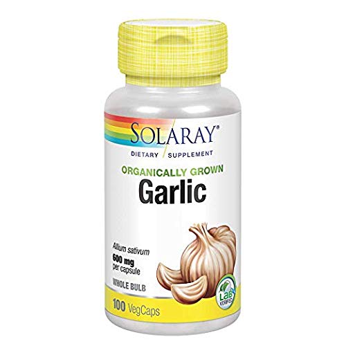 Solaray Organic Garlic Supplement, 600 mg, 100 Count (Pack of 2)