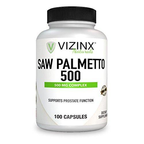 VIZINX Saw Palmetto 500-100 Capsules Made with Non GMO Berries / 25% Extract Supports Prostate Function Rich in Fatty Acids and Phytosterols - Vitamins Emporium