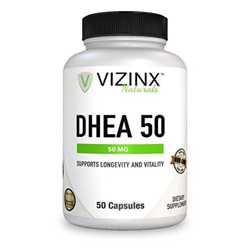 VIZINX DHEA 50mg: 60 Capsules Non GMO Supports Longevity, Vitality & Hormonal Balance - Vitamins Emporium
