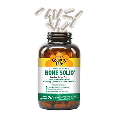 Country Life Triple Action Bone Solid - 240 Capsules - Increase Mineral Utilization - Strengthen Bones - Bone Metabolism
