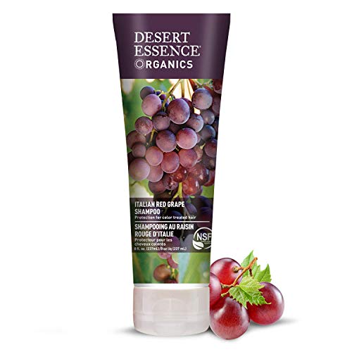 Desert Essence Organics Italian Red Grape Shampoo - 8 Fl Oz - Pack of 2 - Protection For Color Treated Hair - Antioxidants - Healthier & Smoother - Vitamin B5 - Sugar & Coconut Oil Cleansers