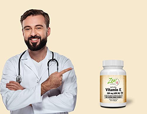 Natural Vitamin E – 400IU Vitamin E Capsules with 100% Natural Mixed Tocopherols - Non-GMO E Vitamin – 250 Softgels