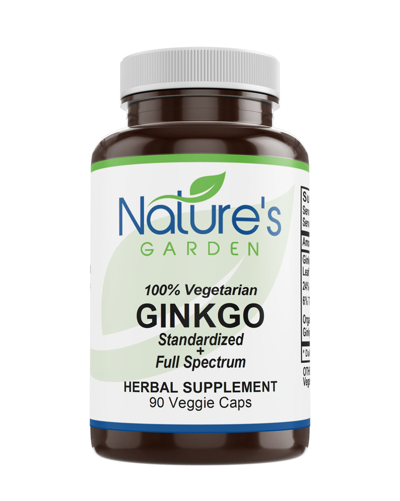 Ginkgo Biloba - 90 Veggie Caps with 460mg Organic Ginkgo Biloba Leaf and Ginko Extract - Nature's Brain Supplement