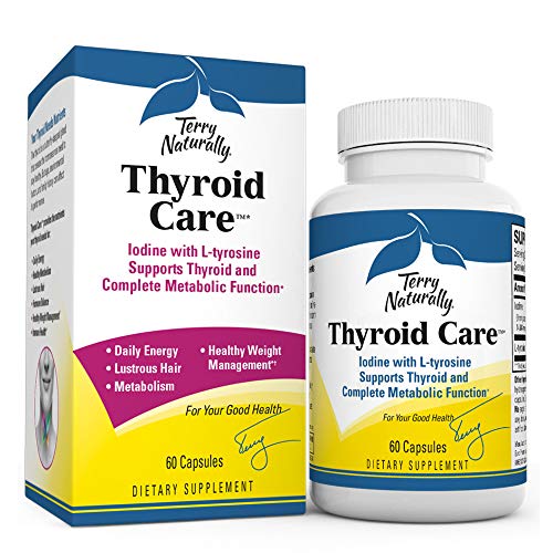 Terry Naturally Thyroid Care - Iodine + L-Tyrosine, 60 Capsules - Thyroid Support Supplement, Promotes Energy, Metabolism & Lustrous Hair - Non-GMO, Gluten-Free, Kosher - 30 Servings