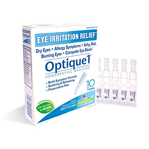 Boiron Optique 1 Homeopathic Eye Drops for Eye Irritation, Dry Eyes, Allergies, Itchy, Red, Burning Eyes, 10 Count