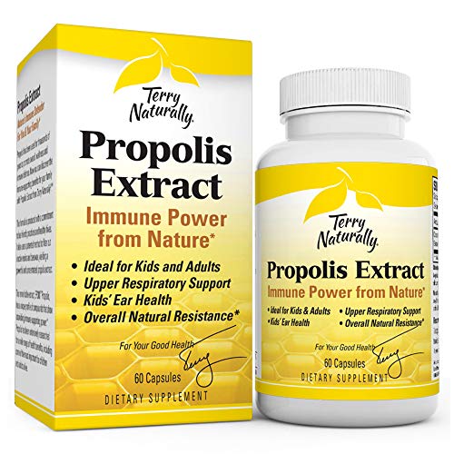 Terry Naturally Propolis Extract - 100 mg, 60 Capsules - Immune Support Supplement, Promotes Healthy Bacteria Balance, 100% Pure Propolis, No Beeswax - Non-GMO, Gluten-Free - 60 Servings