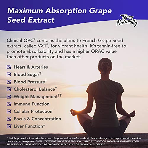 Terry Naturally Clinical OPC 150 mg - 60 Vegan Capsules - French Grape Seed Extract Supplement, Supports Heart & Immune Health, Antioxidant - Non-GMO, Gluten-Free, Kosher - 60 Servings