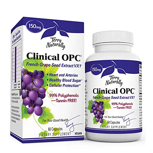 Terry Naturally Clinical OPC 150 mg - 60 Vegan Capsules - French Grape Seed Extract Supplement, Supports Heart & Immune Health, Antioxidant - Non-GMO, Gluten-Free, Kosher - 60 Servings