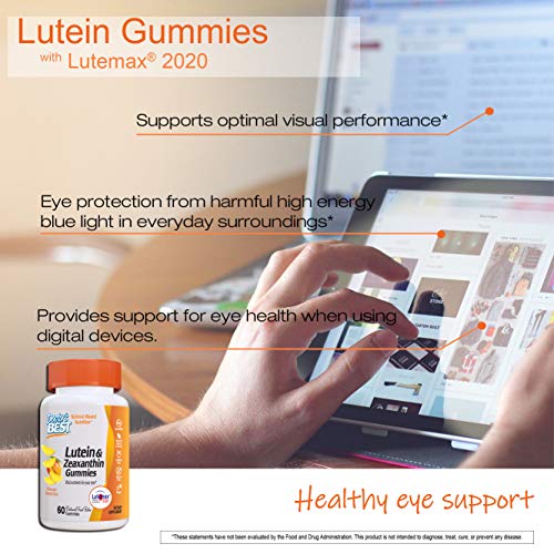 Doctor’s Best Lutein Gummies with Lutemax 2020, 60 Ct, Chewable Natural Eye Support Supplement, Marigold Lutein, Zeaxanthin, Eye Health & Macular Support, Non-GMO, Natural Fruit Pectin, Vegan