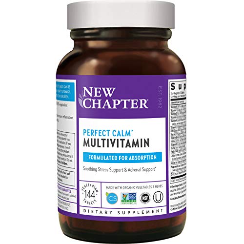 New Chapter Perfect Calm Multivitamin for Stress + Mood Support with B Vitamins + Holy + Lemon Balm + Organic Non-GMO Ingredients, Basil, 144 Count (Pack of 1)