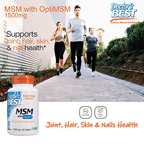 Doctor's Best MSM with OptiMSM, Non-GMO, Gluten Free, Joint Support, 1500 mg, 120 Tablets (DRB-00097)