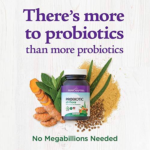 New Chapter Probiotic All-Flora - (2 Month Supply) for Advanced Immune Support with Prebiotics + Postbiotics for Women and Men + Saccharomyces Boulardii + 100% Vegan + Non-GMO + Shelf Stable, 60 Count
